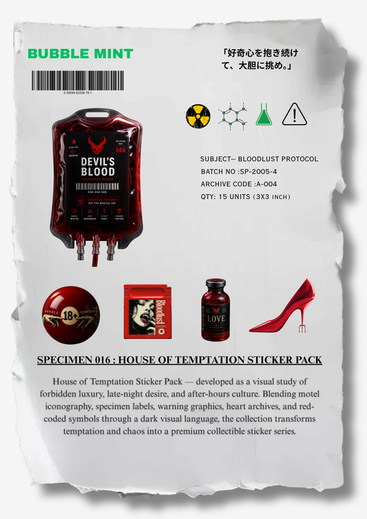 SPECIMEN 016 : HOUSE OF TEMPTATION STICKER PACK