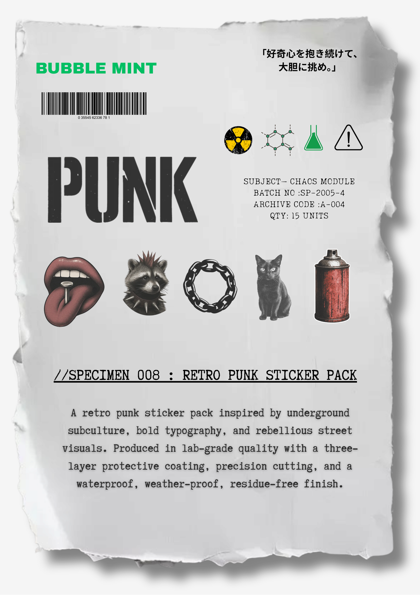 SPECIMEN 008  : RETRO PUNK STICKER PACK