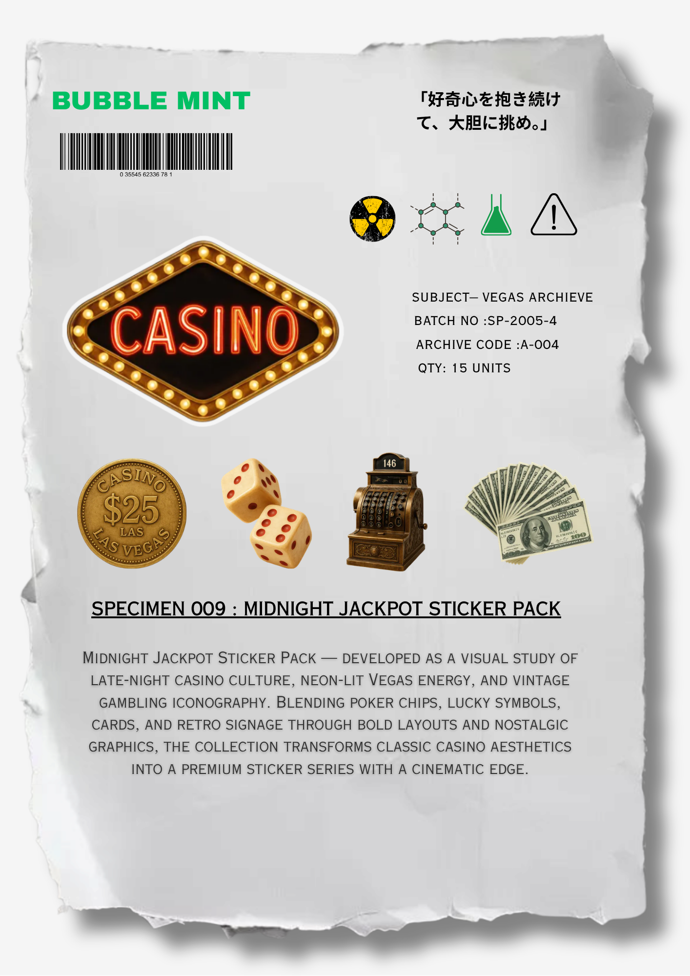 SPECIMEN 009 : MIDNIGHT JACKPOT STICKER PACK